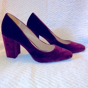 Plume by FarylRobin suede block heel pumps